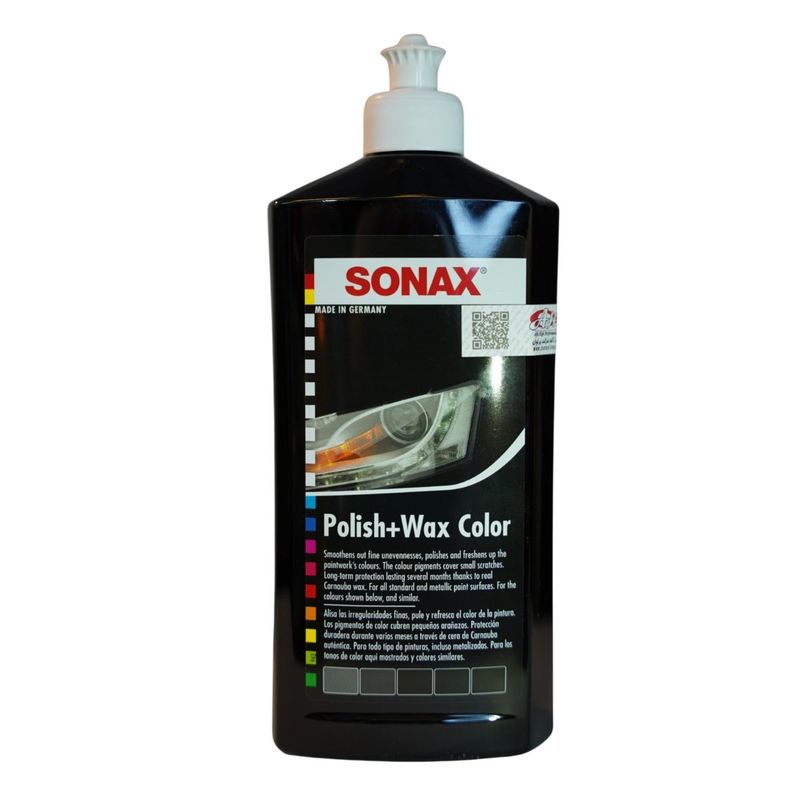 پولیش واکس مشکی بدنه خودرو سوناکس مدل polish & wax color حجم 500 میلی لیتر
